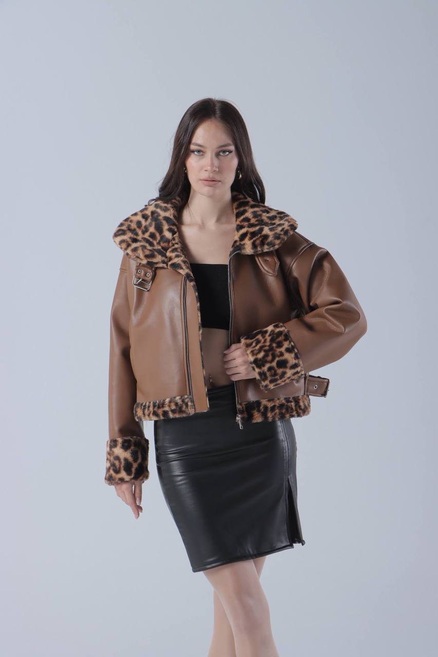 Leather Jacket with Fur Trim