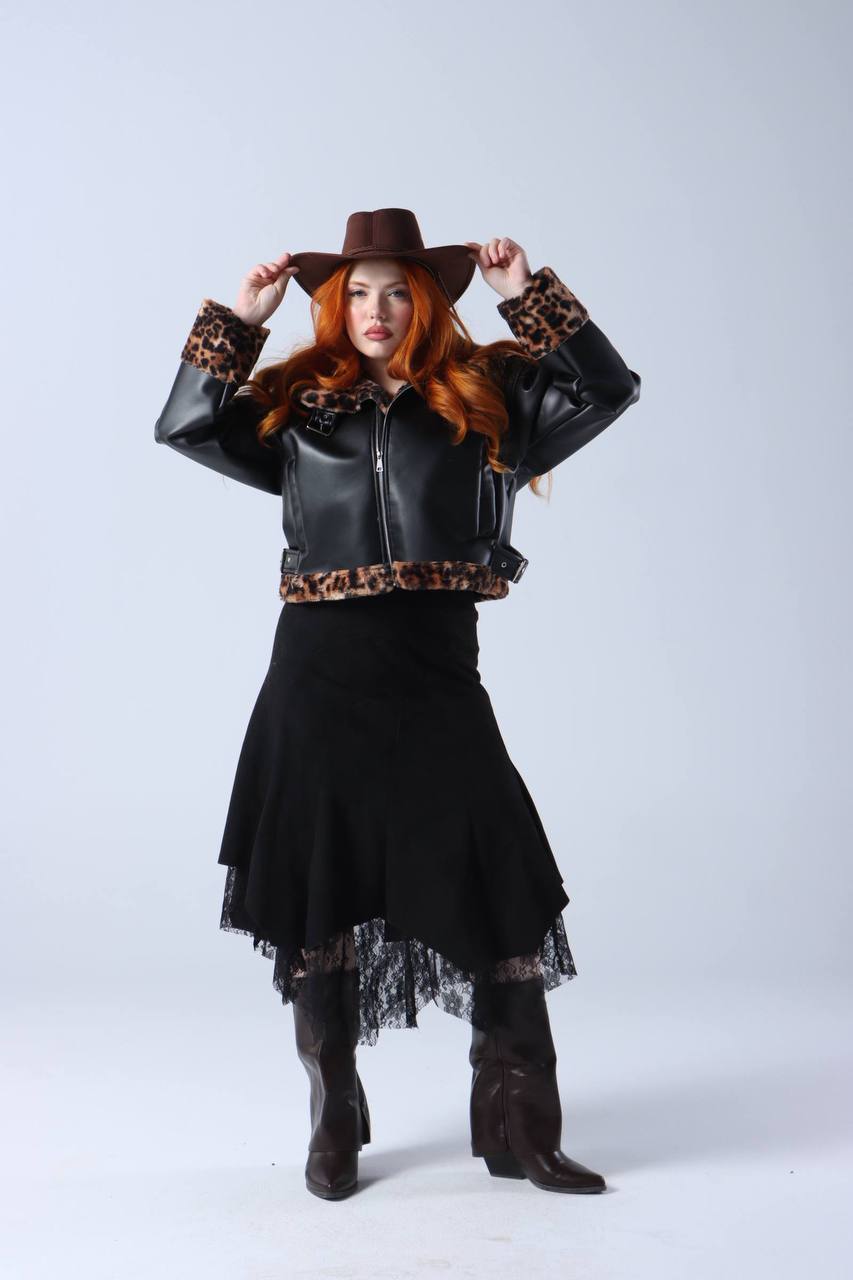 Leather Jacket with Fur Trim