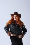 Leather Jacket with Fur Trim