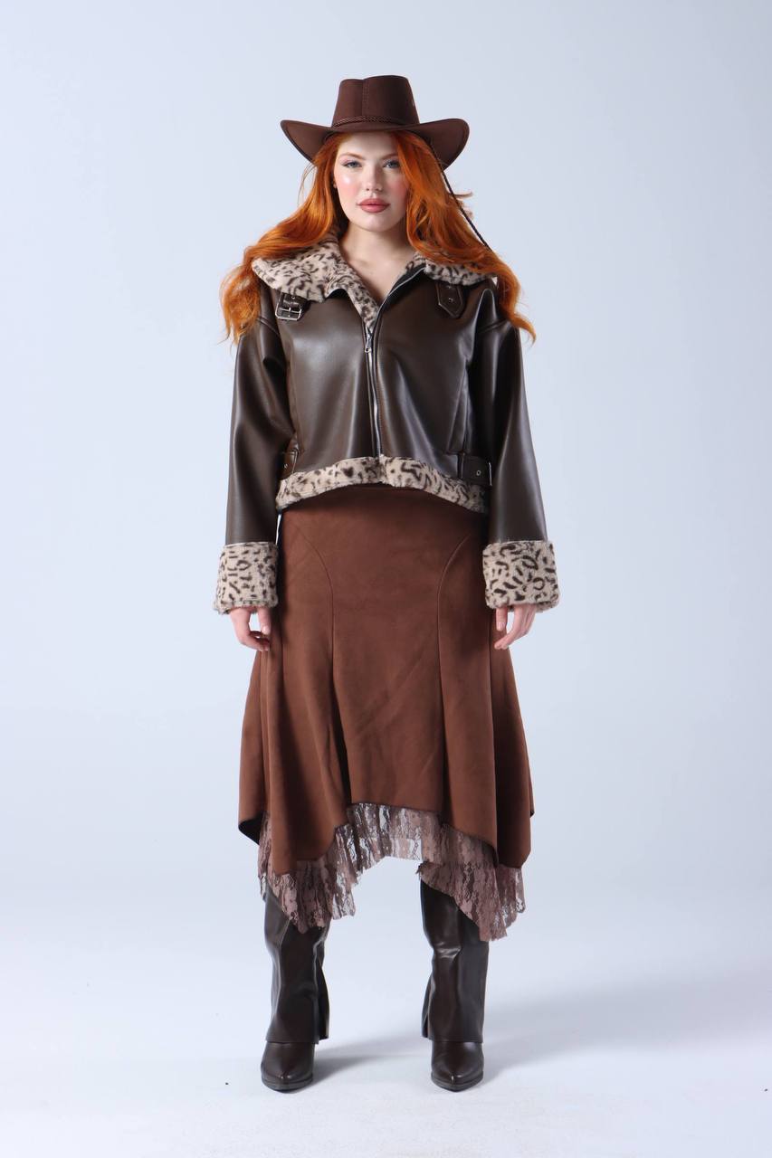 Leather Jacket with Fur Trim